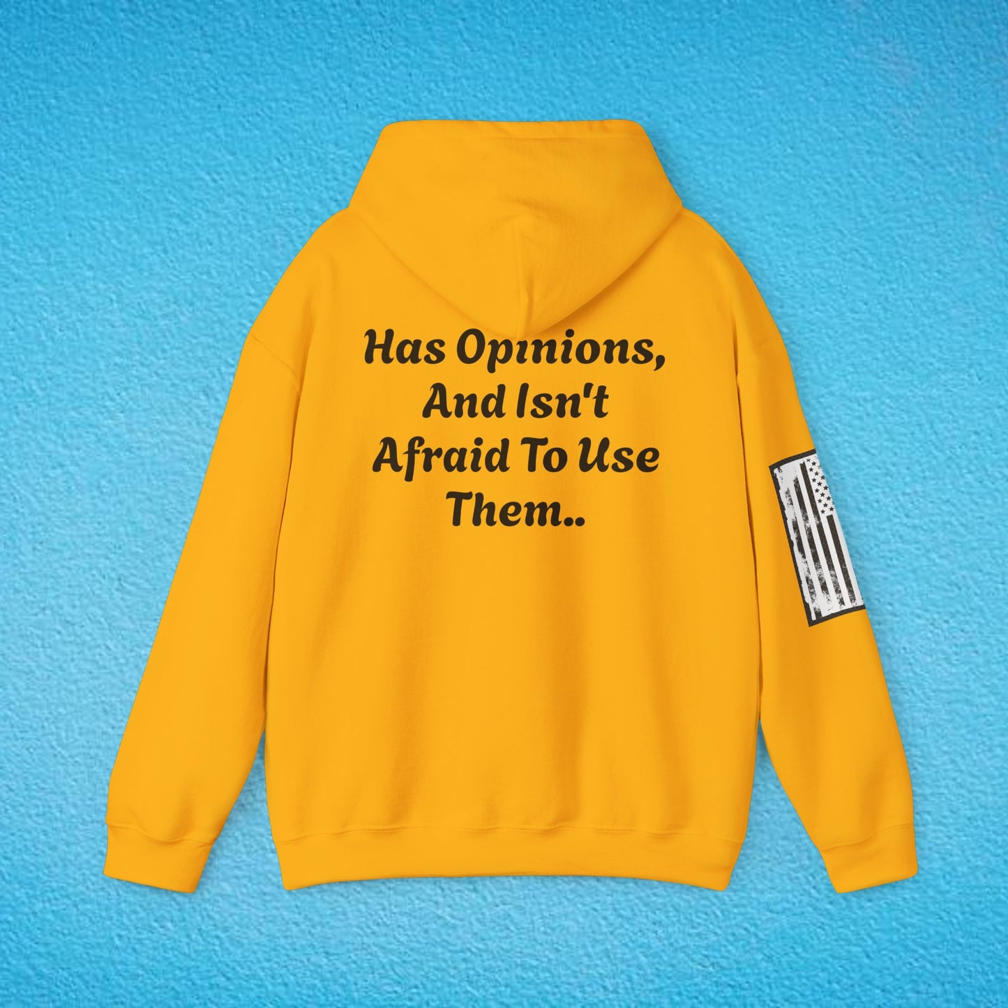 CAUTION "Has Opinions And Isn't Afraid To Use Them.." Unisex Heavy Blend™ Hooded Sweatshirt