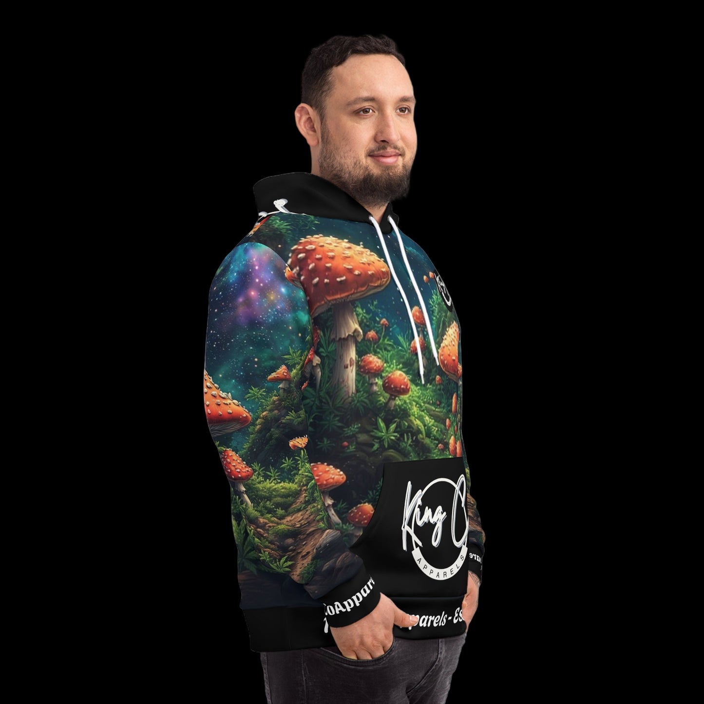 KingCoApparels "Whimsical Mushroom Garden" Unisex Medium Blend™ Hooded Sweatshirt