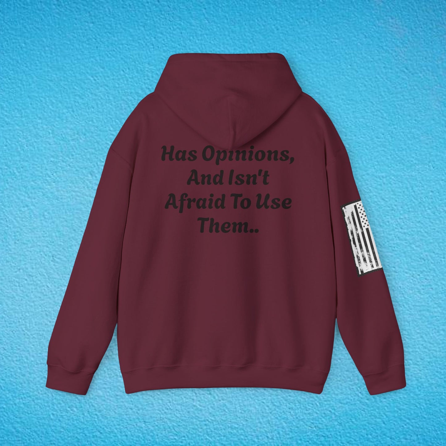 CAUTION "Has Opinions And Isn't Afraid To Use Them.." Unisex Heavy Blend™ Hooded Sweatshirt