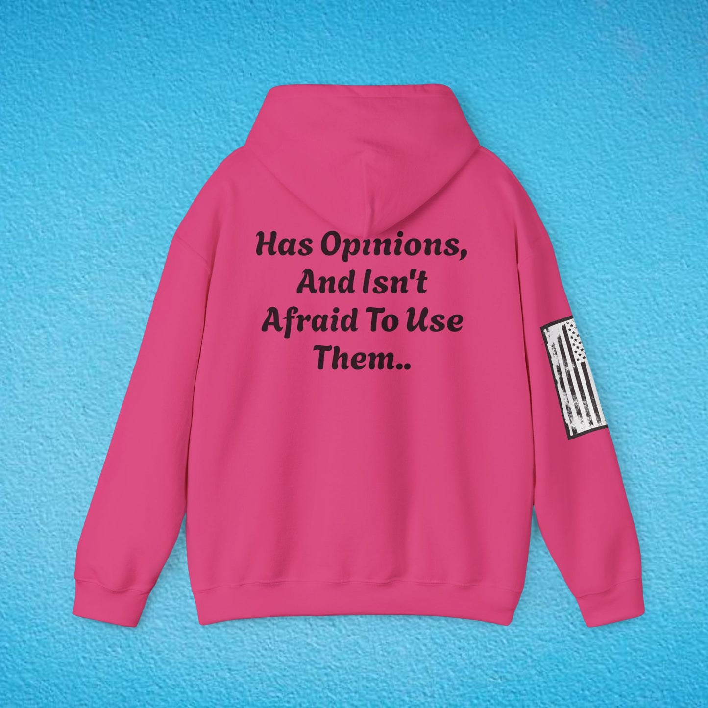 CAUTION "Has Opinions And Isn't Afraid To Use Them.." Unisex Heavy Blend™ Hooded Sweatshirt