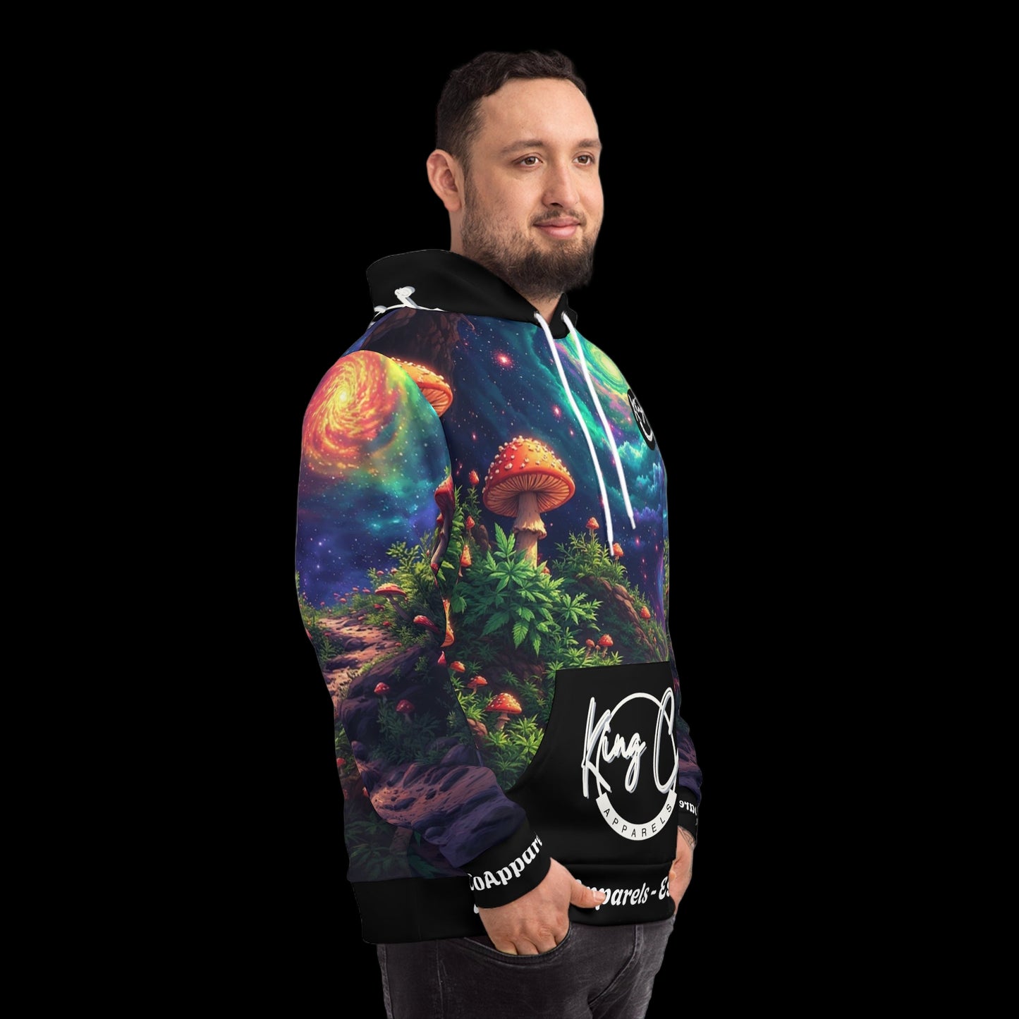 KingCoApparels "Cosmic Mushroom Garden" Unisex Medium Blend™ Hooded Sweatshirt