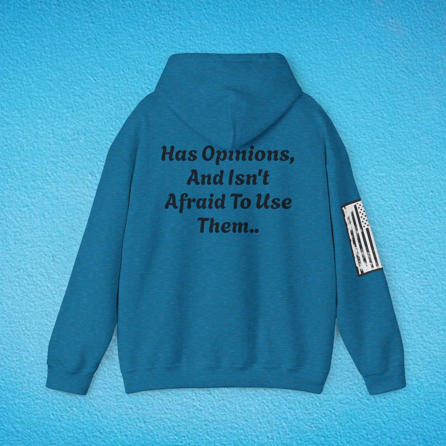 CAUTION "Has Opinions And Isn't Afraid To Use Them.." Unisex Heavy Blend™ Hooded Sweatshirt