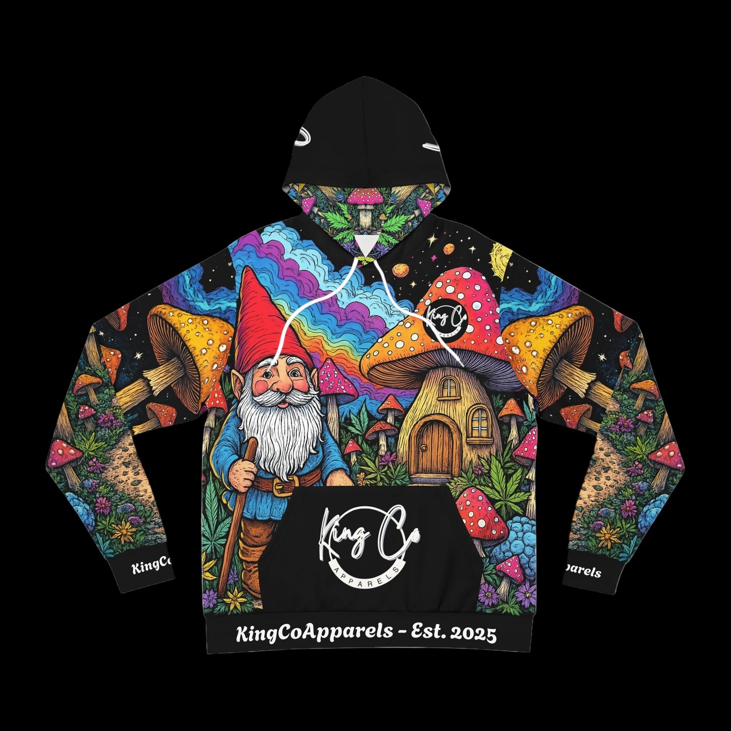 KingCoApparels "Trippy Gnome World" Unisex Medium Blend™ Hooded Sweatshirt
