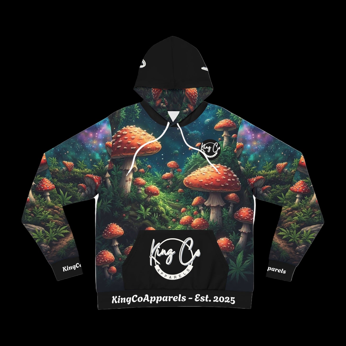 KingCoApparels "Whimsical Mushroom Garden" Unisex Medium Blend™ Hooded Sweatshirt