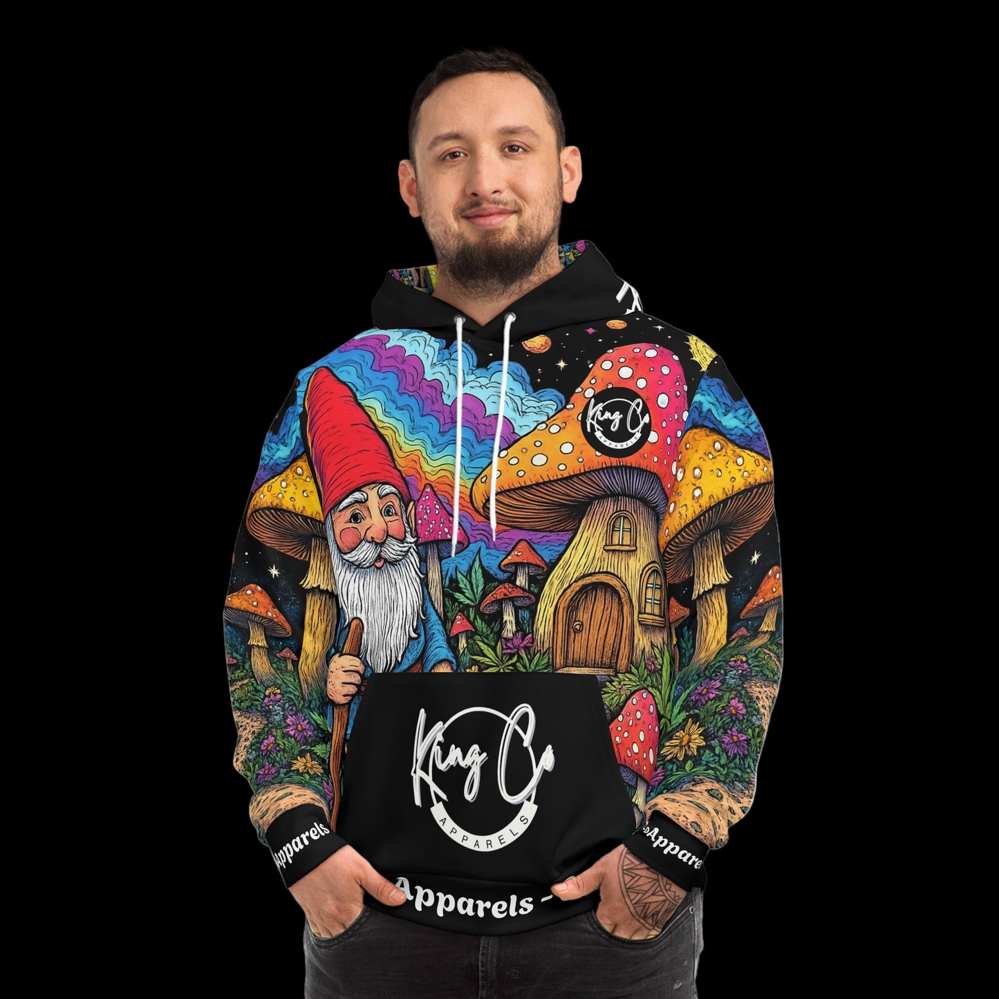 KingCoApparels "Trippy Gnome World" Unisex Medium Blend™ Hooded Sweatshirt