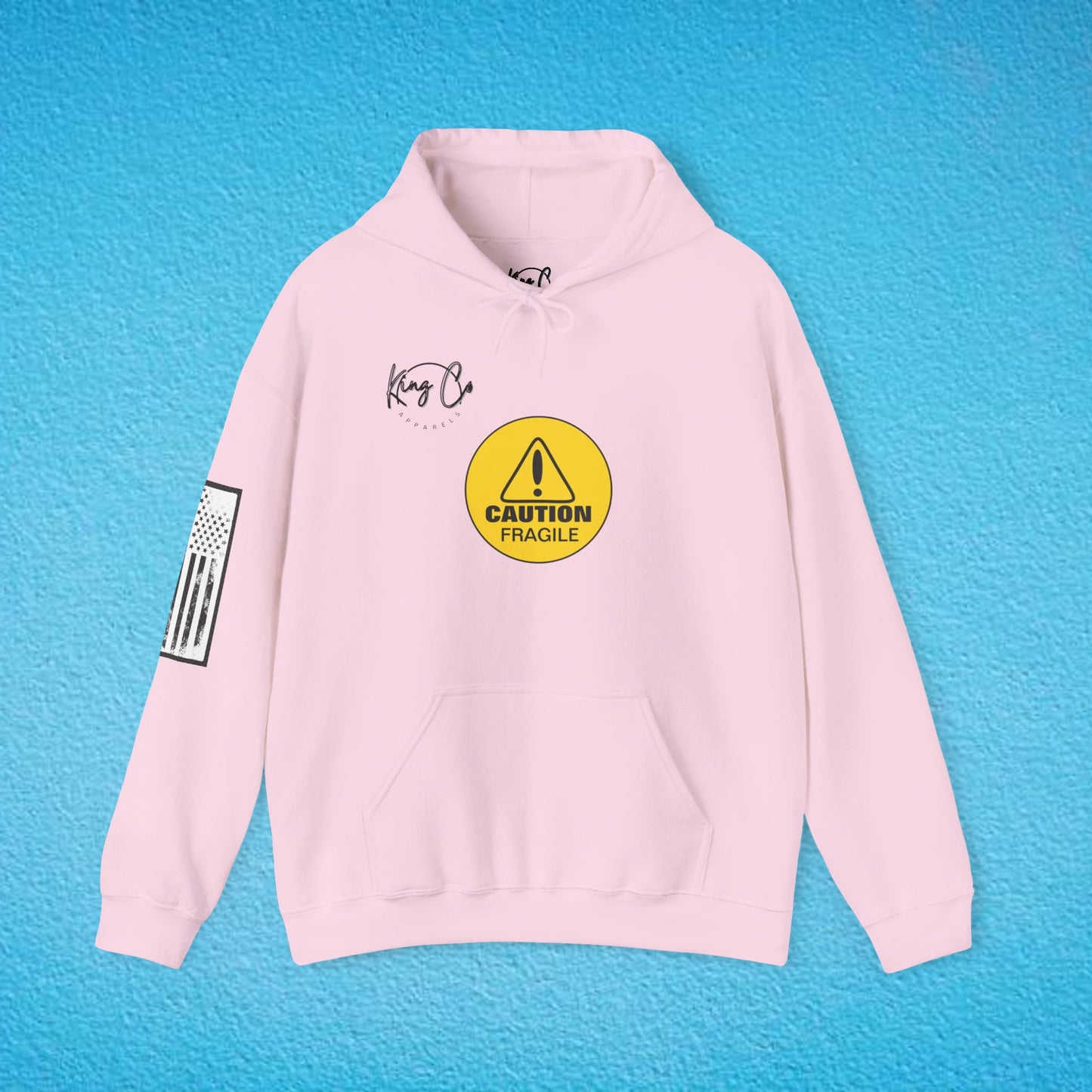 CAUTION FRAGILE "Just Like My Ego.." Unisex Heavy Blend™ Hooded Sweatshirt