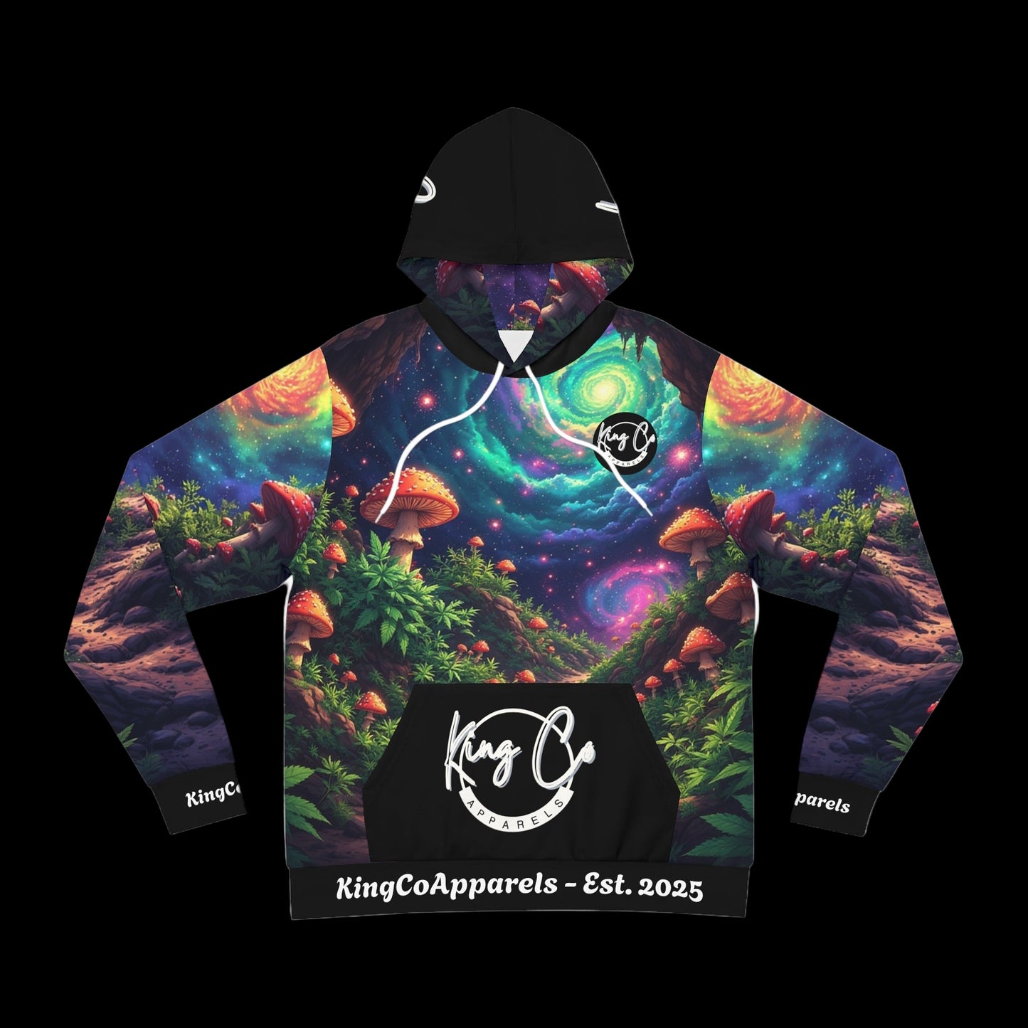 KingCoApparels "Cosmic Mushroom Garden" Unisex Medium Blend™ Hooded Sweatshirt