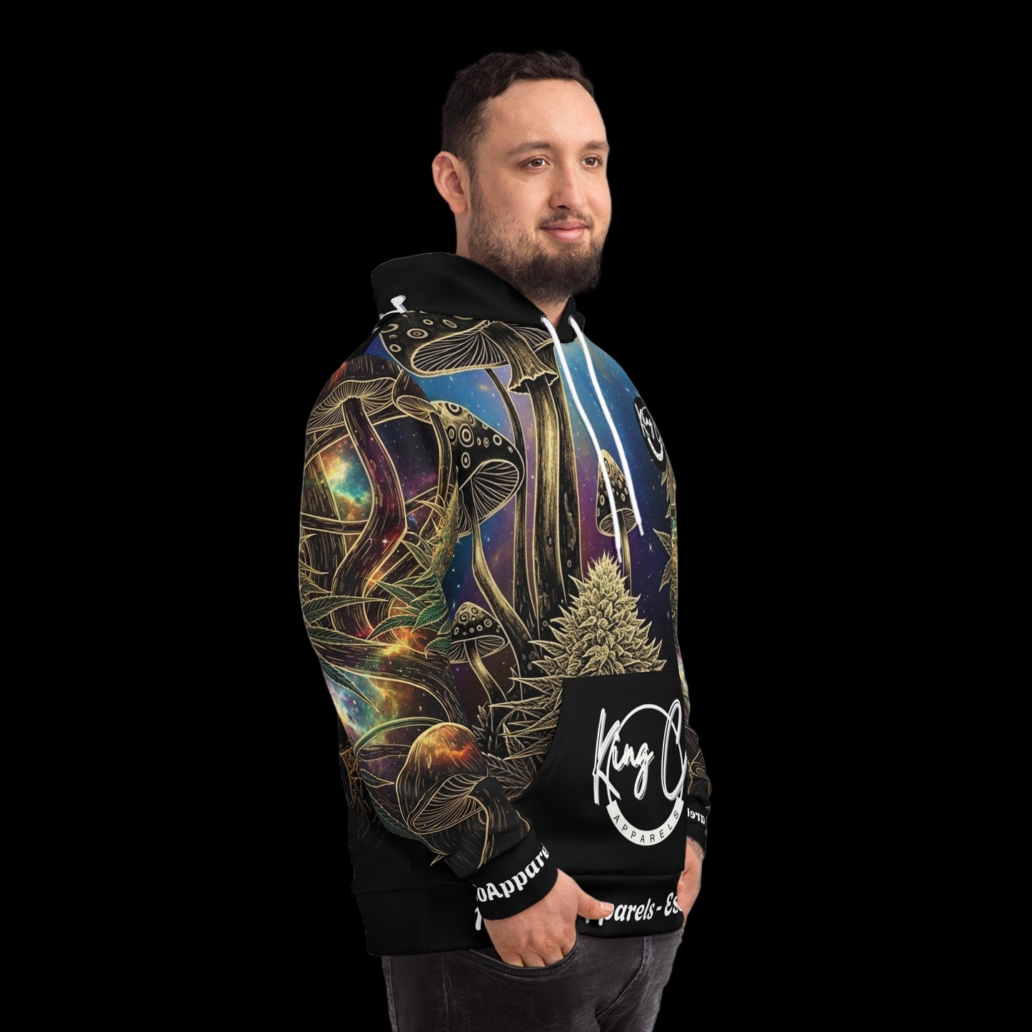 KingCoApparels "Galactic Weed Galaxy" Unisex Medium Blend™ Hooded Sweatshirt