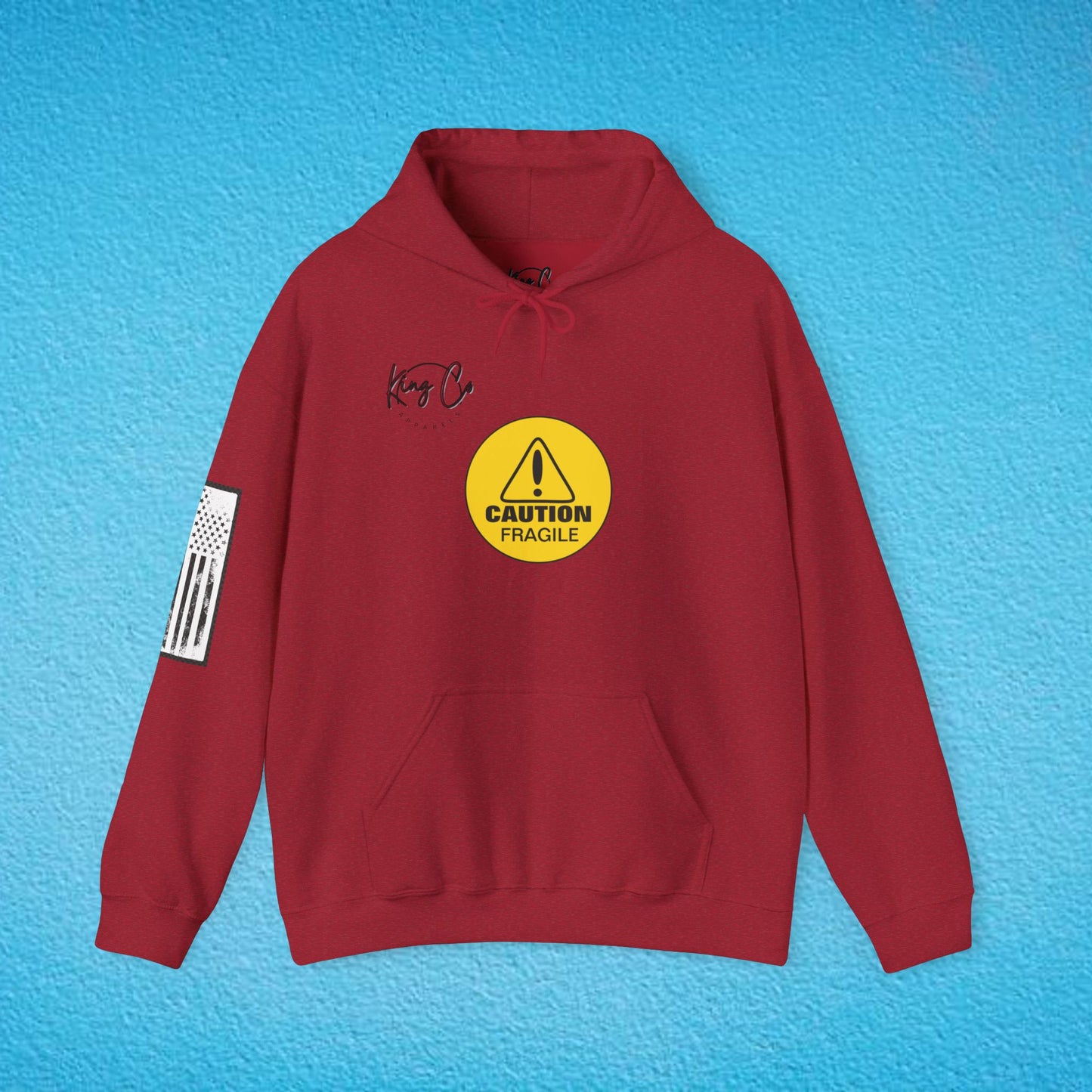 CAUTION FRAGILE "Just Like My Ego.." Unisex Heavy Blend™ Hooded Sweatshirt