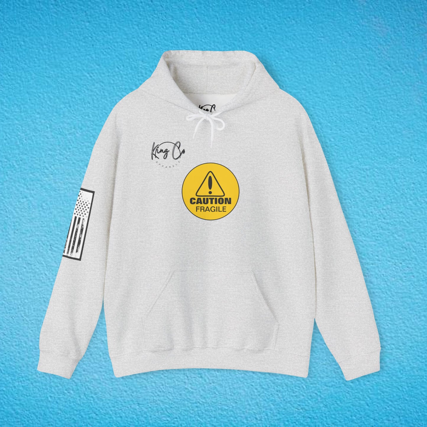 CAUTION FRAGILE "Just Like My Ego.." Unisex Heavy Blend™ Hooded Sweatshirt