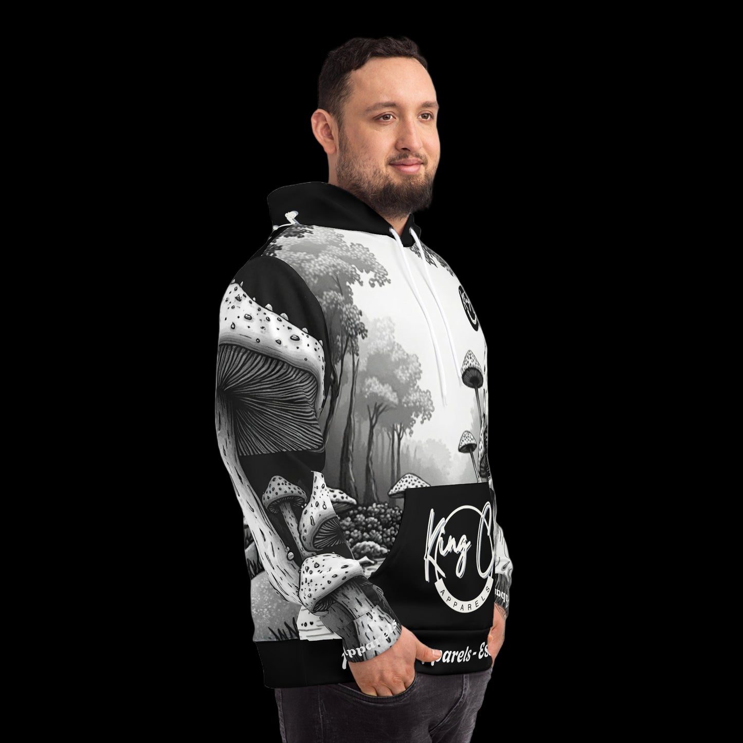 KingCoApparels "Black & White Trip" Unisex Medium Blend™ Hooded Sweatshirt