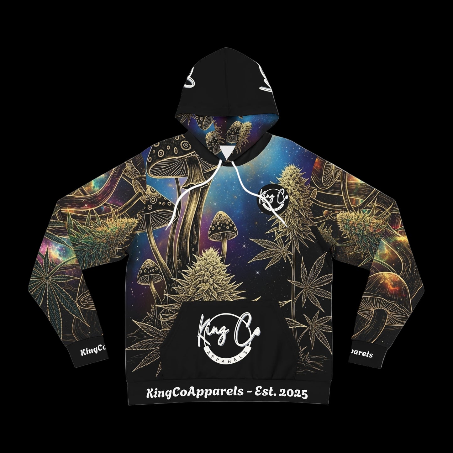 KingCoApparels "Galactic Weed Galaxy" Unisex Medium Blend™ Hooded Sweatshirt