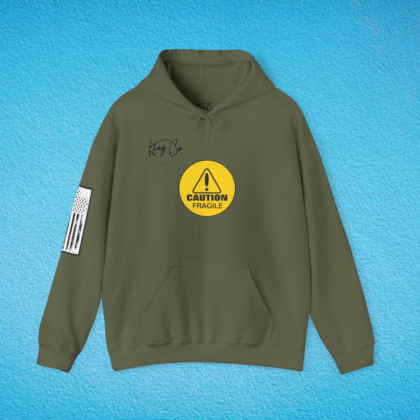 CAUTION FRAGILE "Just Like My Ego.." Unisex Heavy Blend™ Hooded Sweatshirt