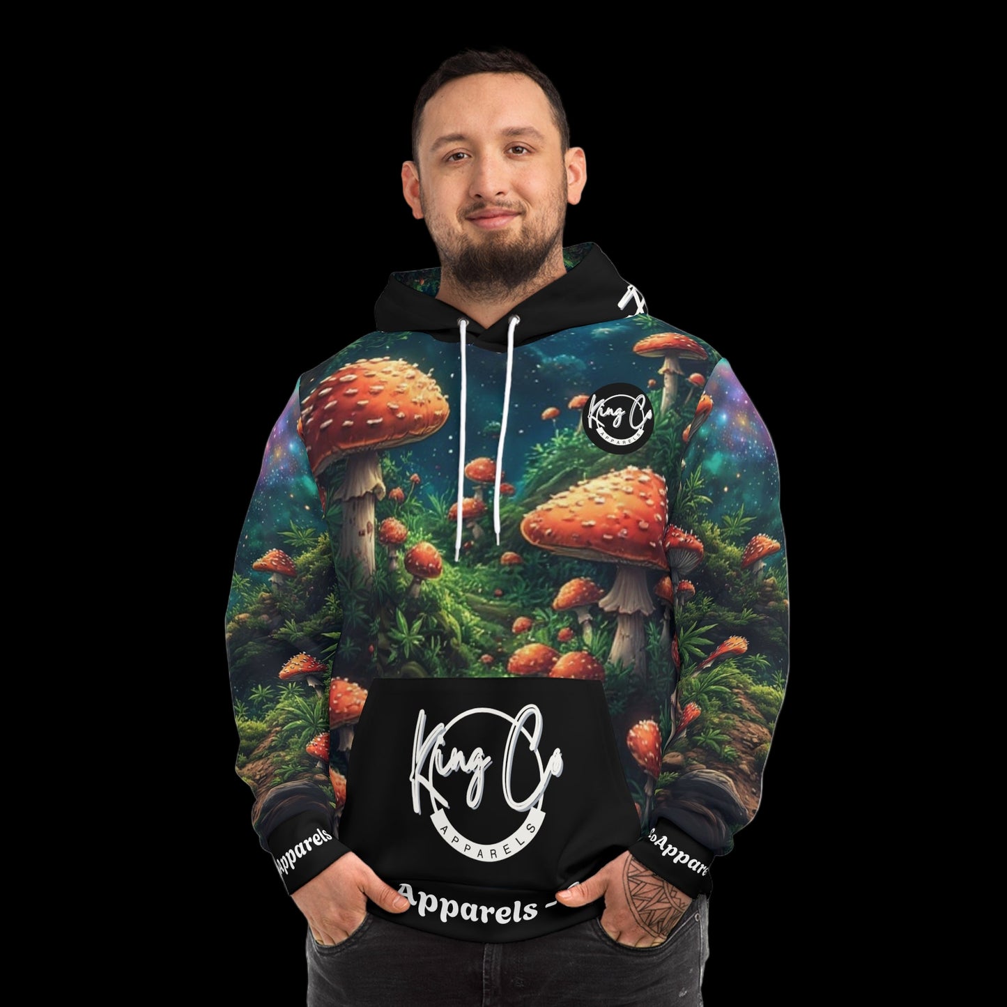 KingCoApparels "Whimsical Mushroom Garden" Unisex Medium Blend™ Hooded Sweatshirt