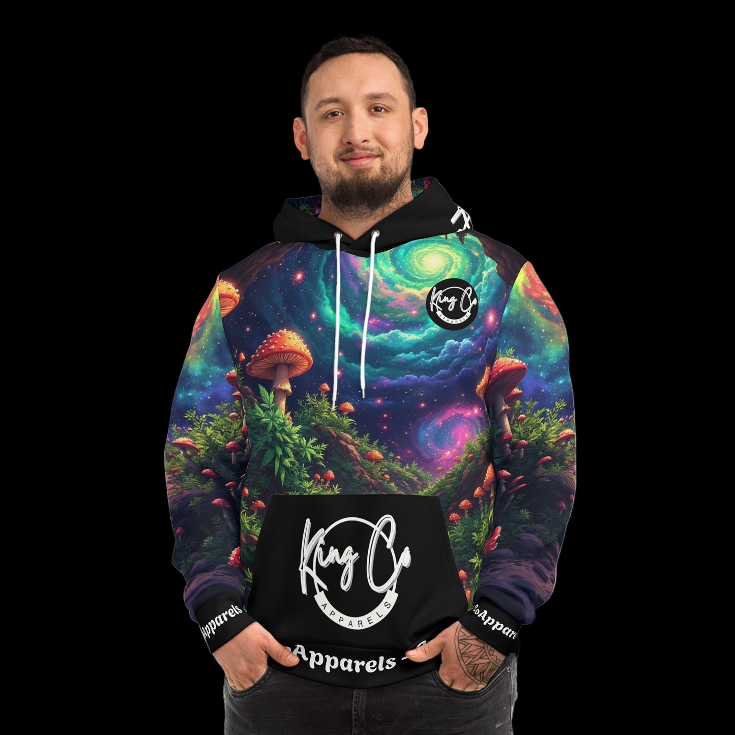 KingCoApparels "Cosmic Mushroom Garden" Unisex Medium Blend™ Hooded Sweatshirt