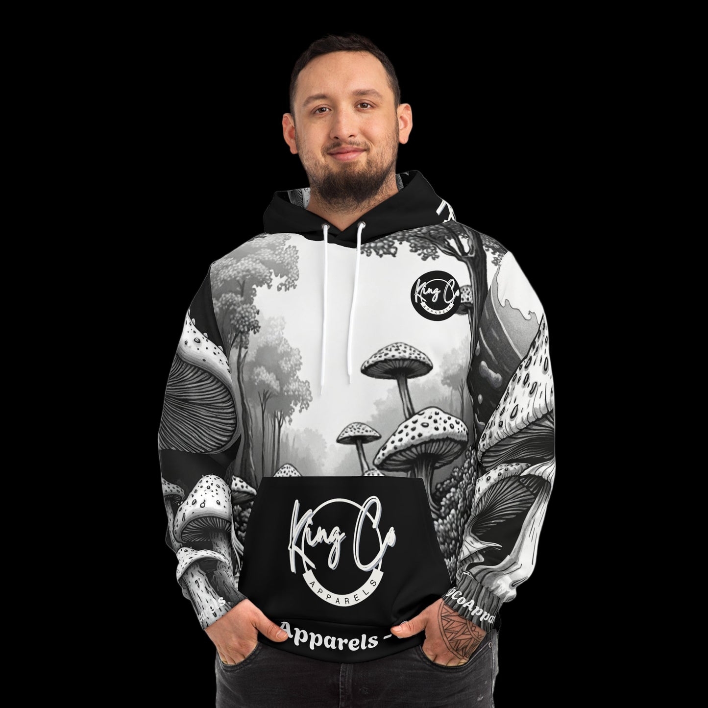 KingCoApparels "Black & White Trip" Unisex Medium Blend™ Hooded Sweatshirt