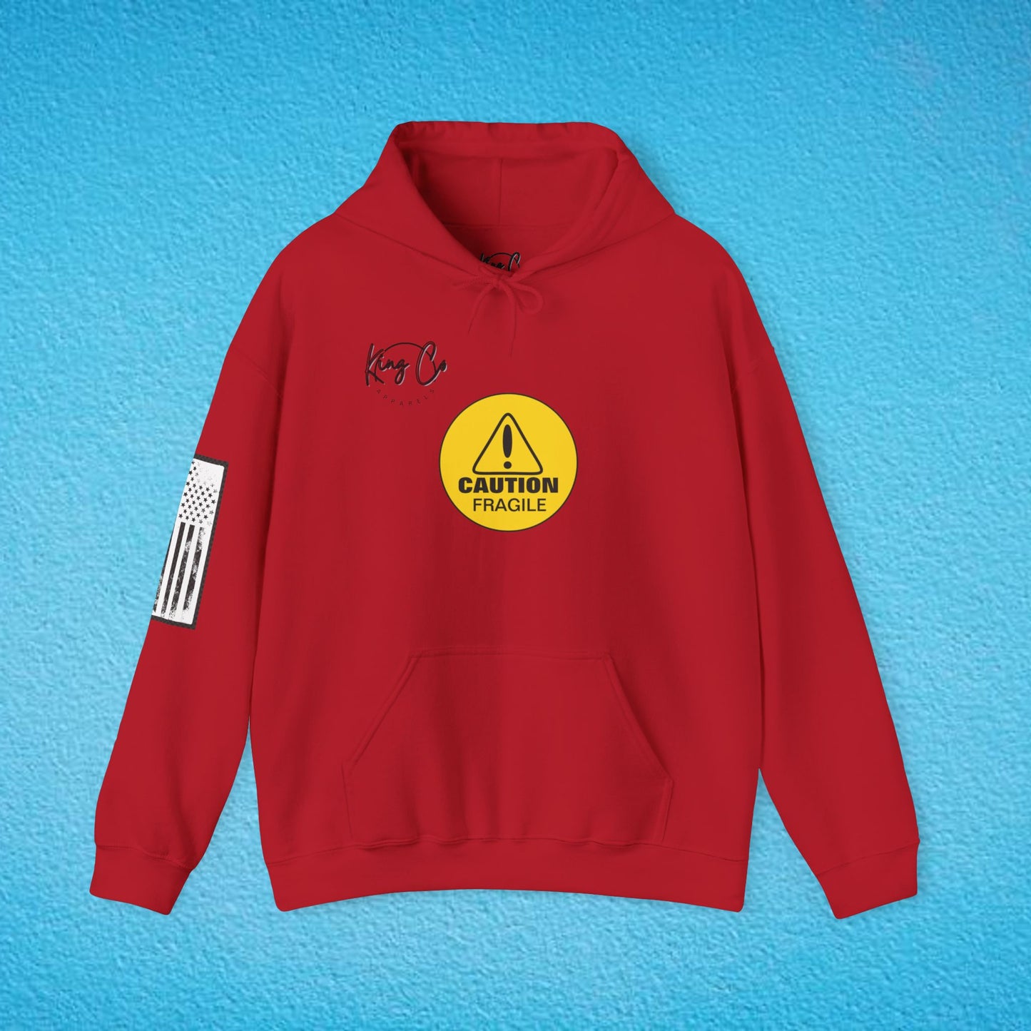 CAUTION FRAGILE "Just Like My Ego.." Unisex Heavy Blend™ Hooded Sweatshirt