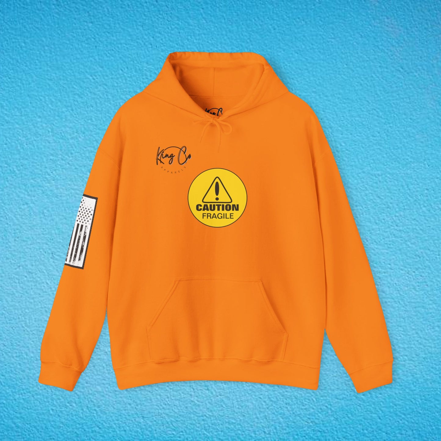 CAUTION FRAGILE "Just Like My Ego.." Unisex Heavy Blend™ Hooded Sweatshirt