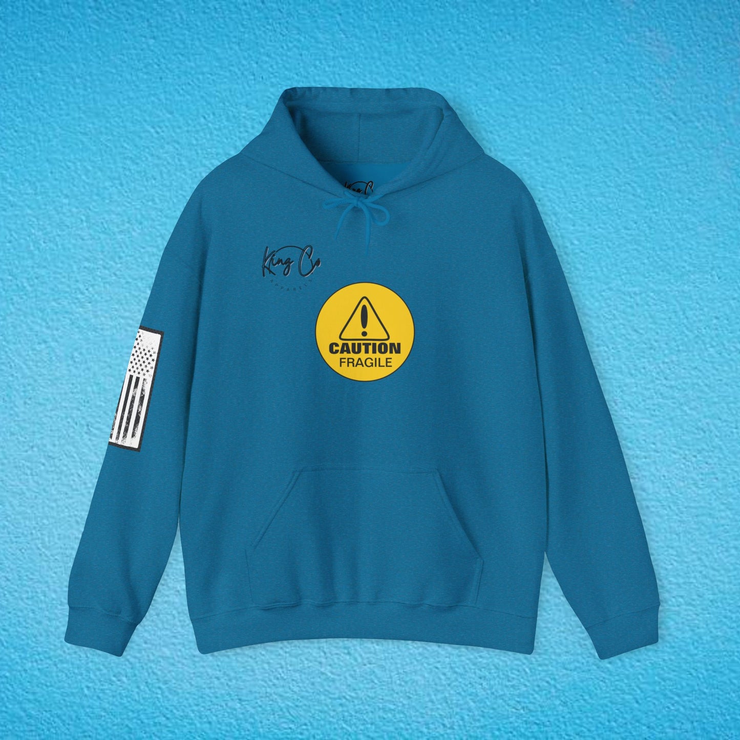 CAUTION FRAGILE "Just Like My Ego.." Unisex Heavy Blend™ Hooded Sweatshirt