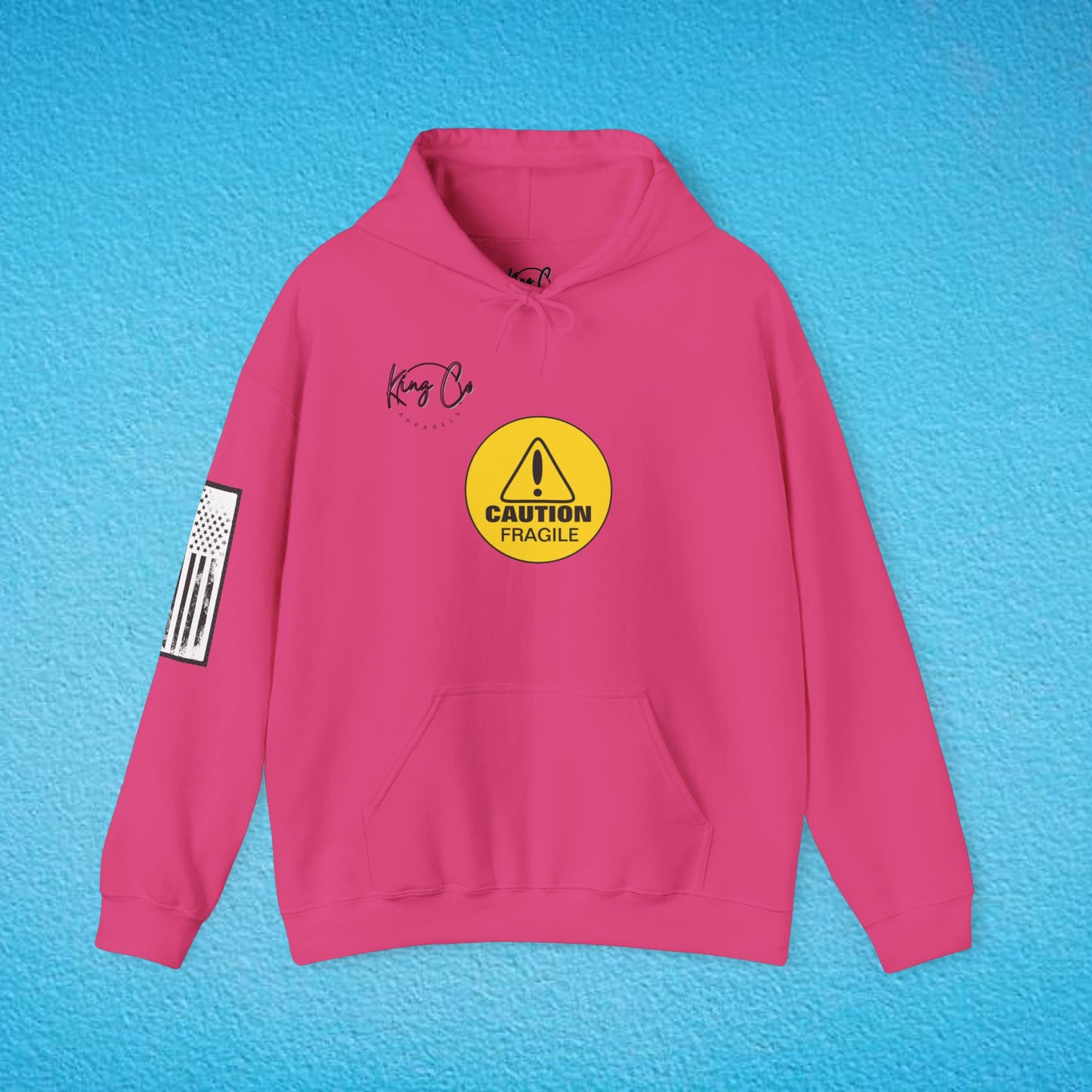 CAUTION FRAGILE "Just Like My Ego.." Unisex Heavy Blend™ Hooded Sweatshirt