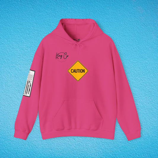 CAUTION "Has Opinions And Isn't Afraid To Use Them.." Unisex Heavy Blend™ Hooded Sweatshirt